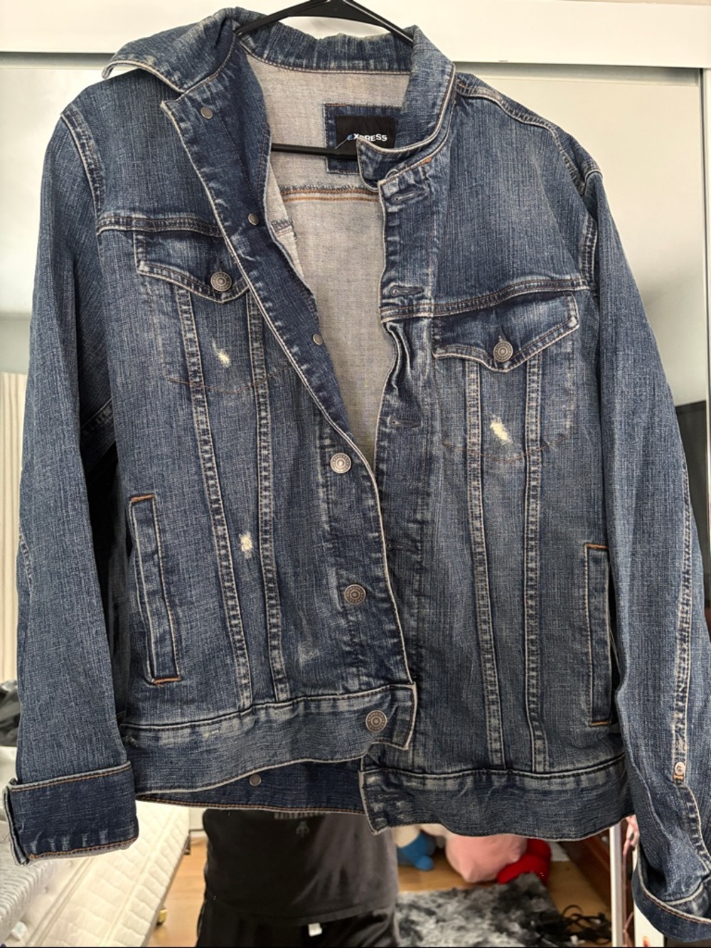 Express Blue Distressed Denim Jacket